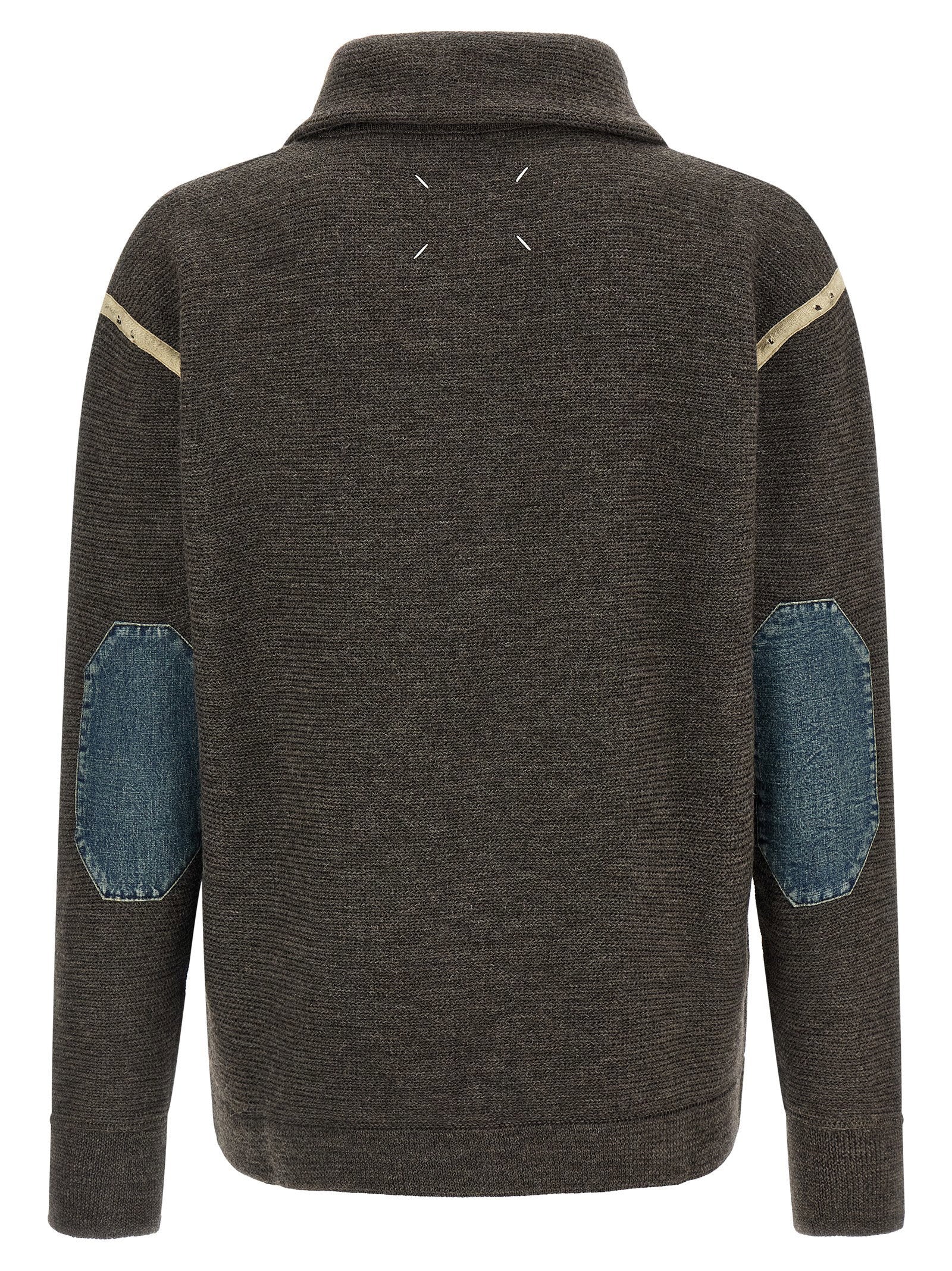 Maison Margiela Elbow Patch Quarter-zip Reversible Sweater