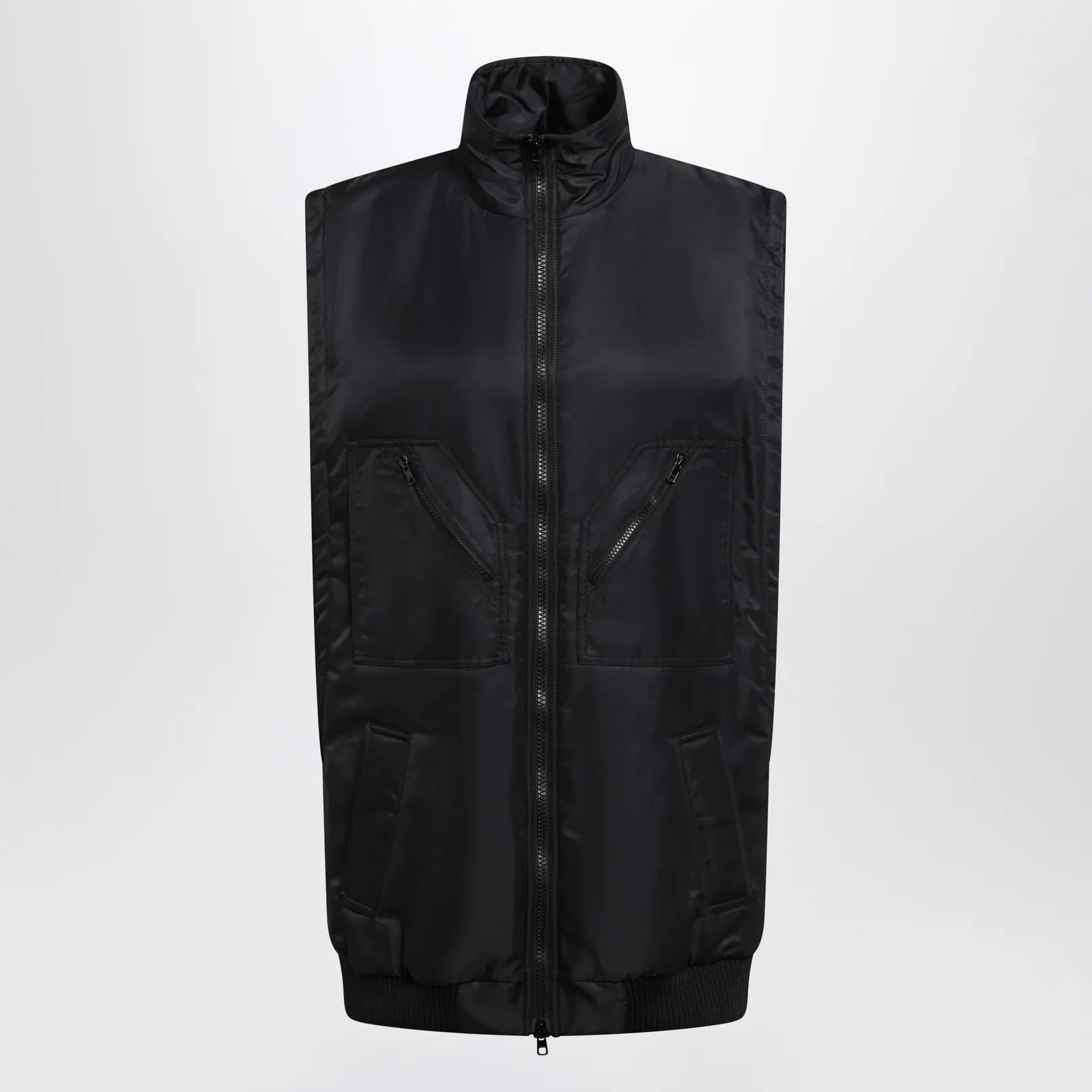 MM6 Maison Margiela Black Nylon Zip-Up Vest