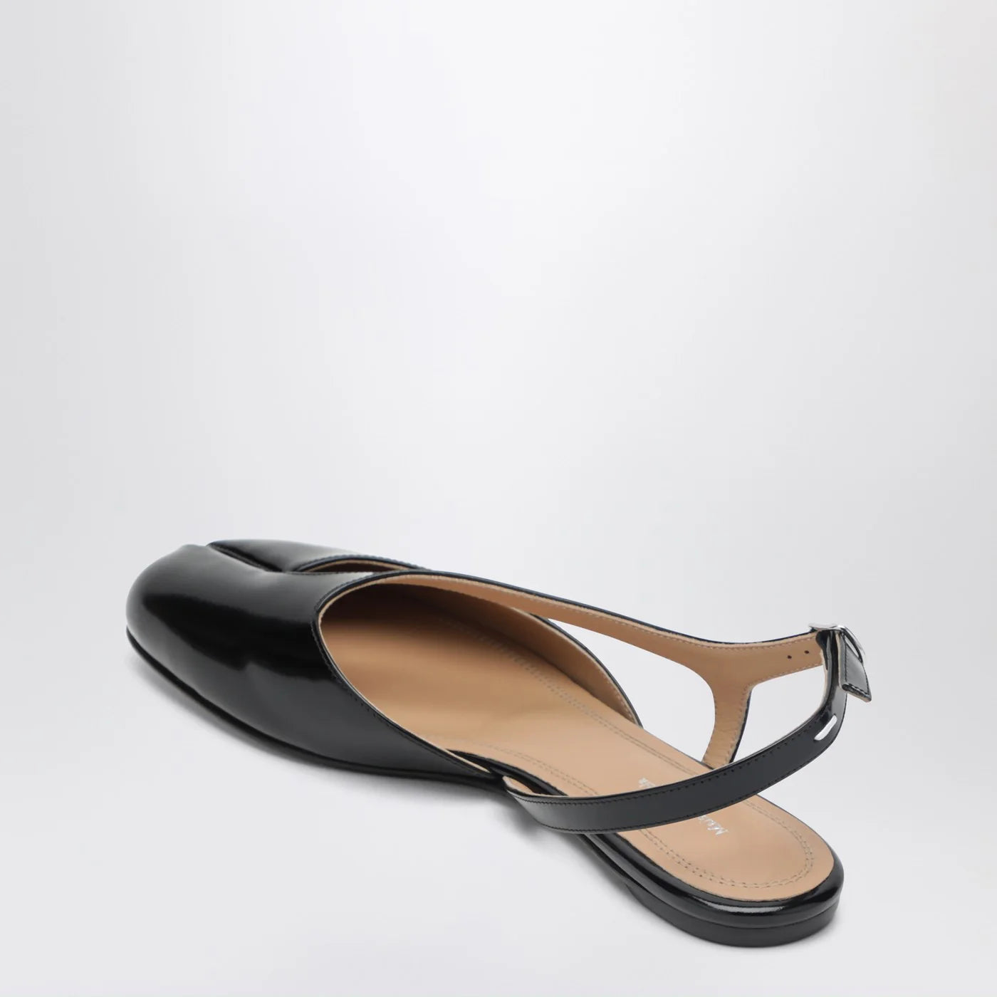 Maison Margiela Black brushed leather Tabi slingback sandals