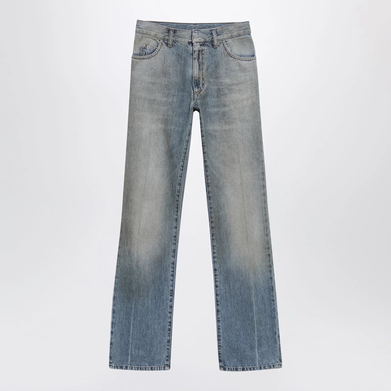 MM6 Maison Margiela Straight-leg high-waist cotton jeans in medium blue