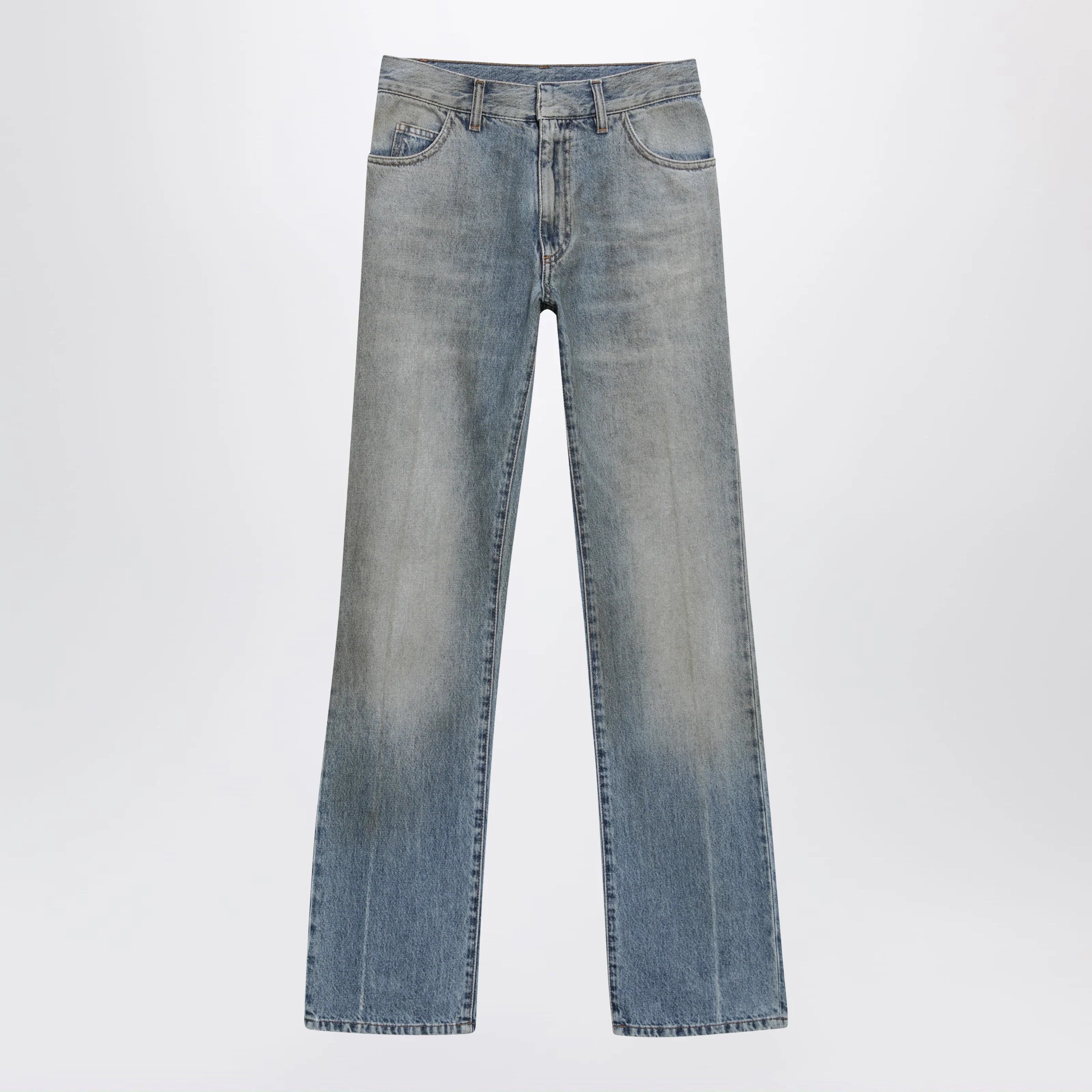 MM6 Maison Margiela Straight-leg high-waist cotton jeans in medium blue