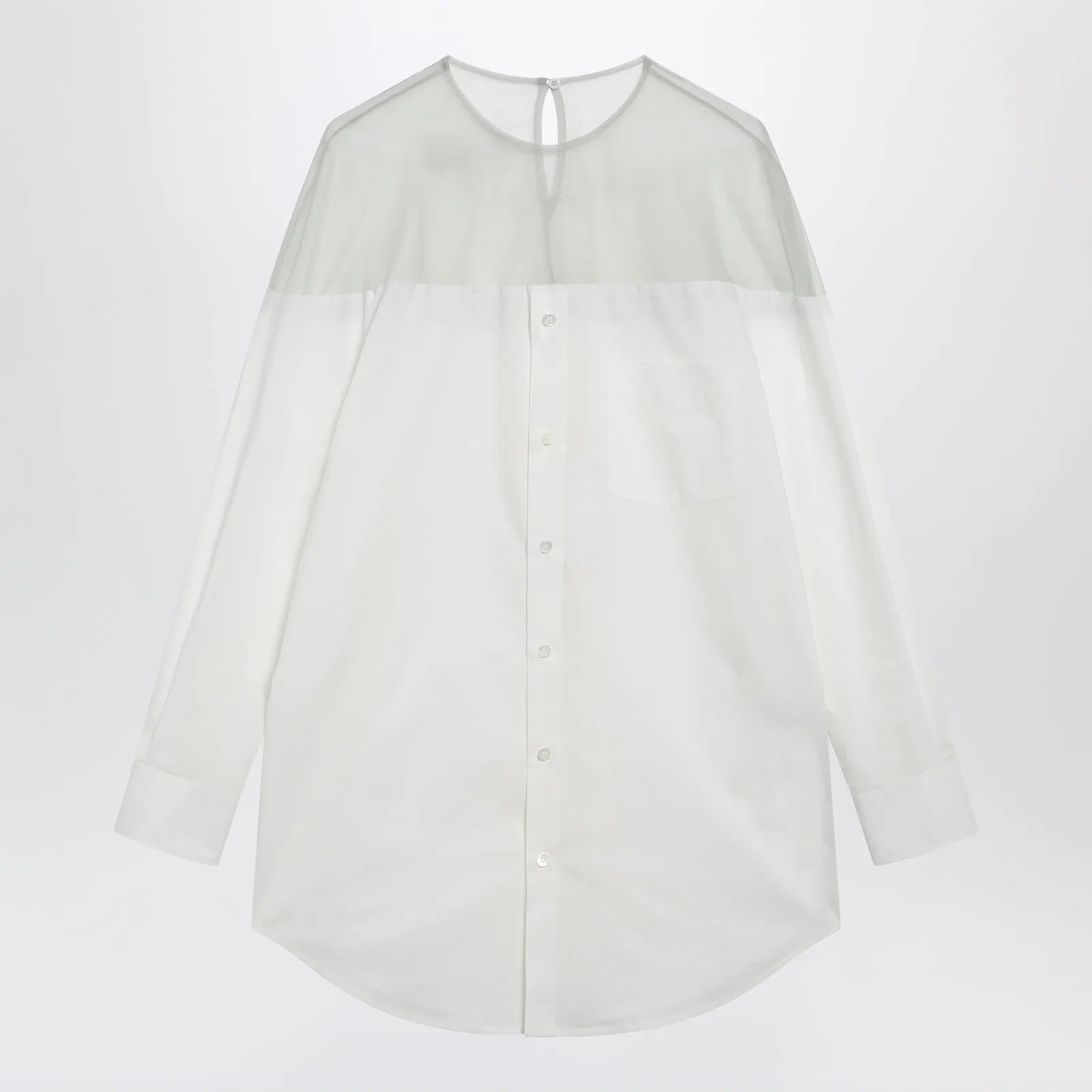 MM6 Maison Margiela Cotton shirt with sheer panels in off-white