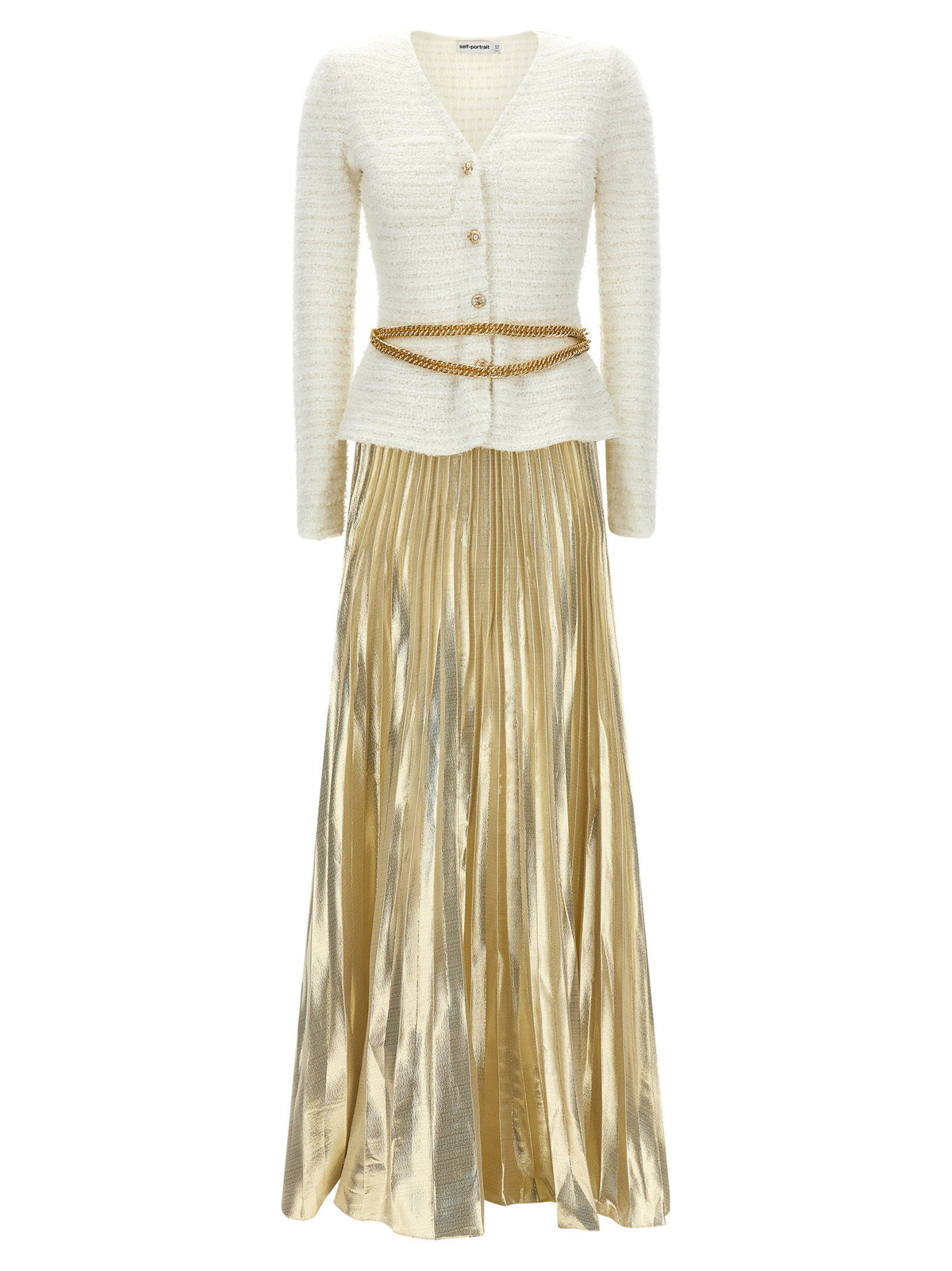 Self-Portrait Long Pleated Skirt Dress