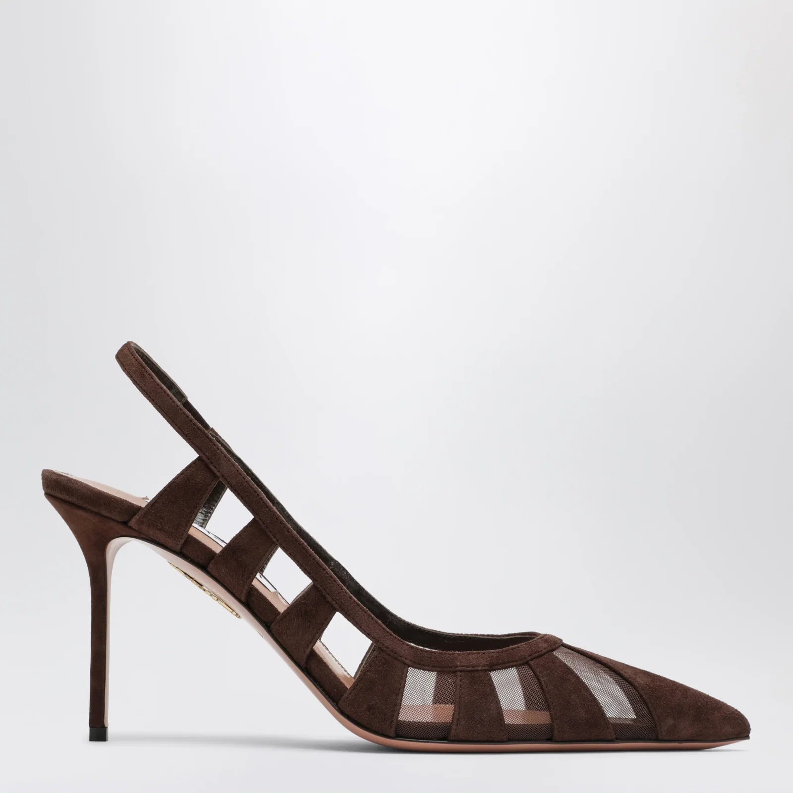 Aquazzura Screen Slingback Pumps in Espresso Suede