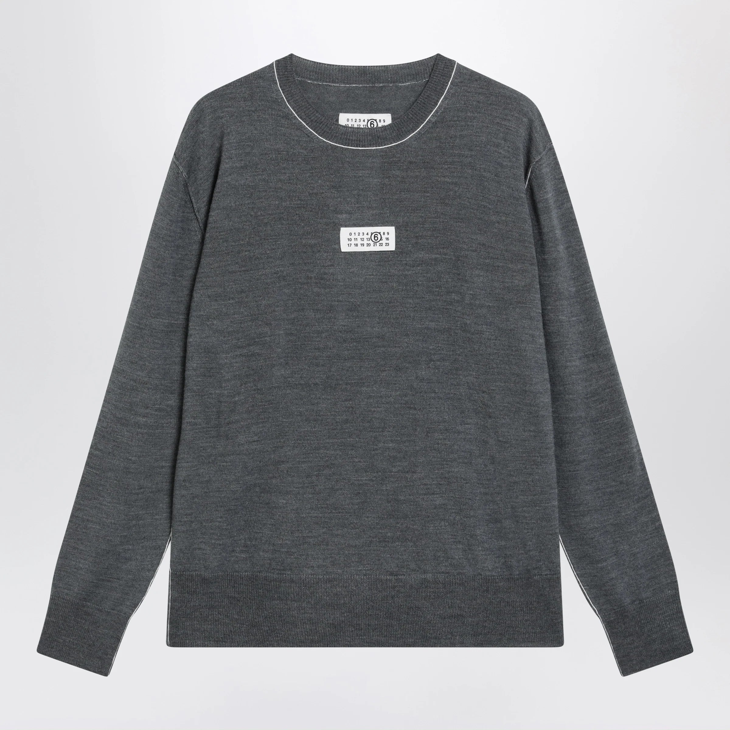 MM6 Maison Margiela Grey wool sweater with Numeric logo