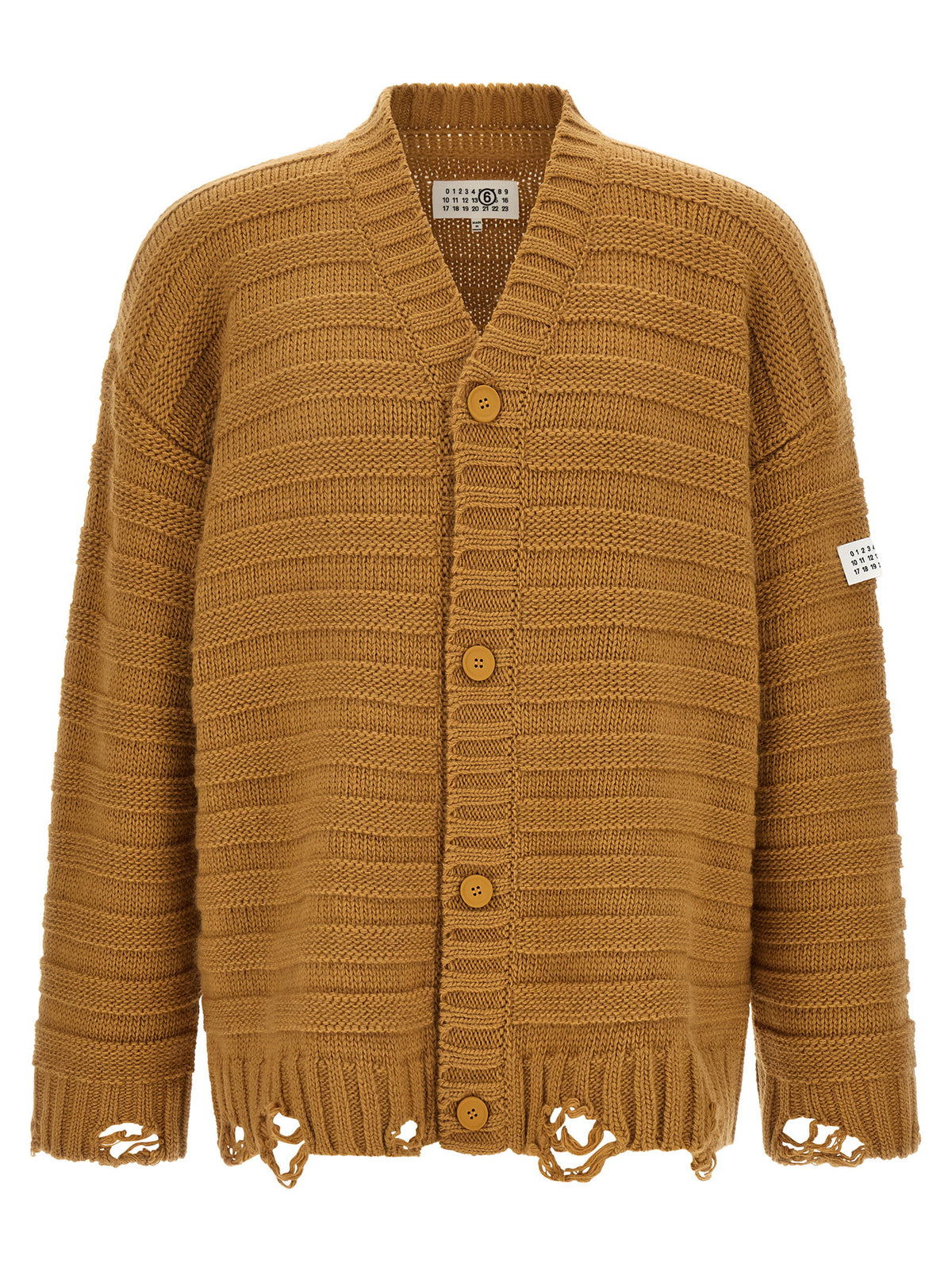 Mm6 Maison Margiela Beige Distressed Cardigan