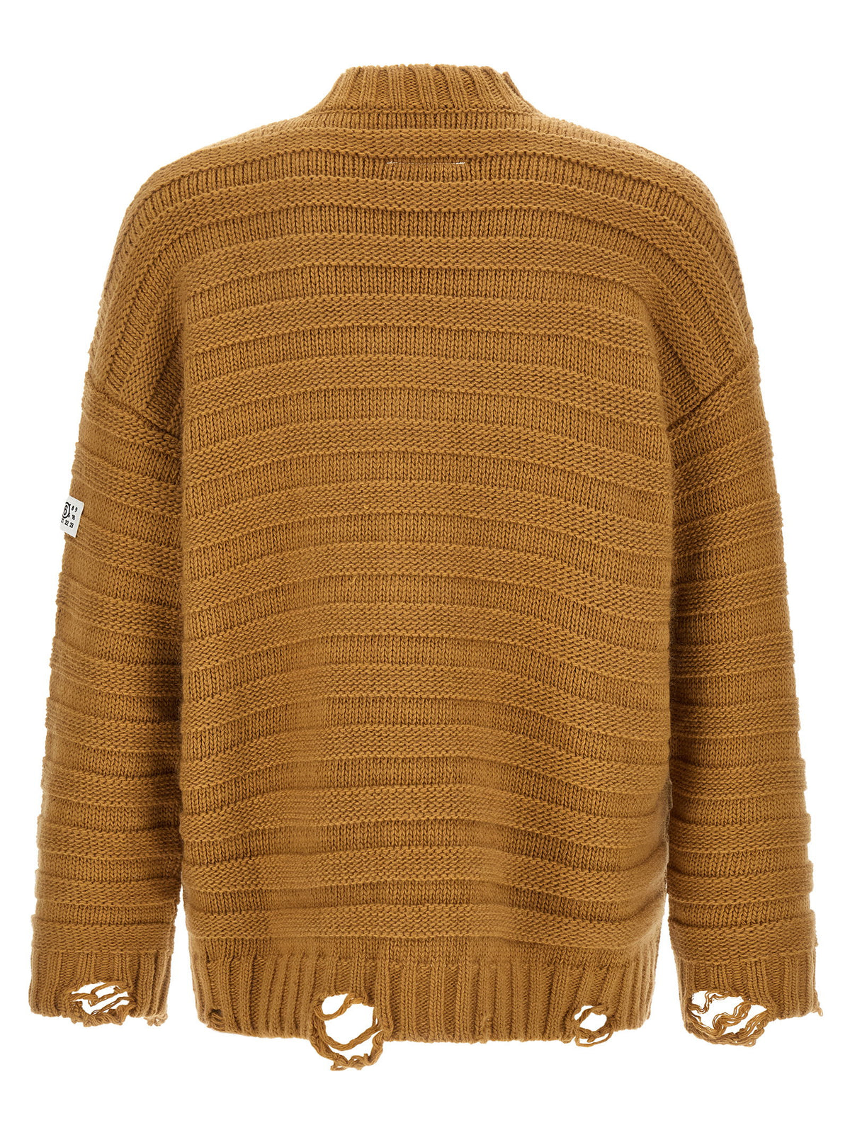 Mm6 Maison Margiela Beige Distressed Cardigan