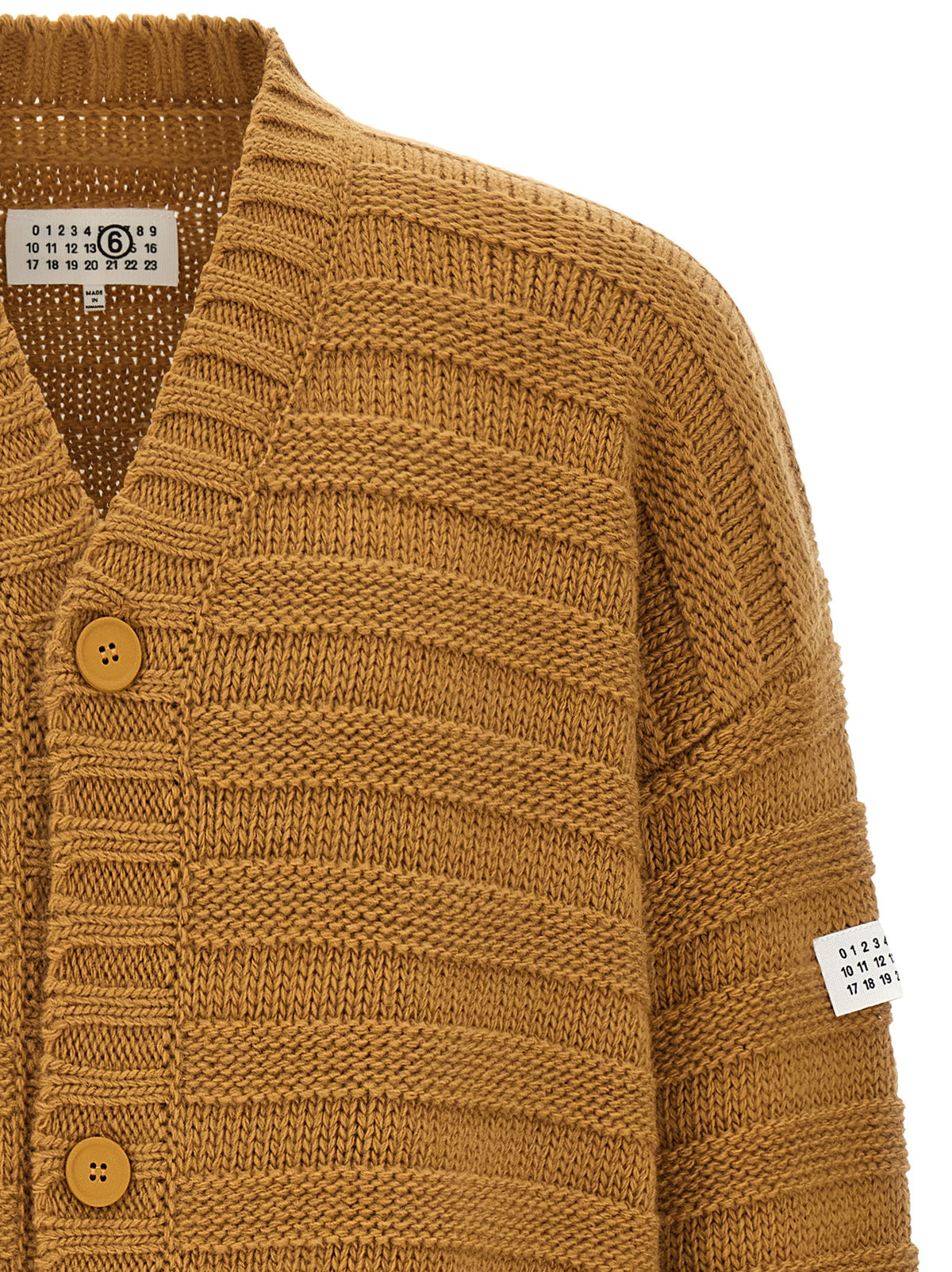 Mm6 Maison Margiela Beige Distressed Cardigan