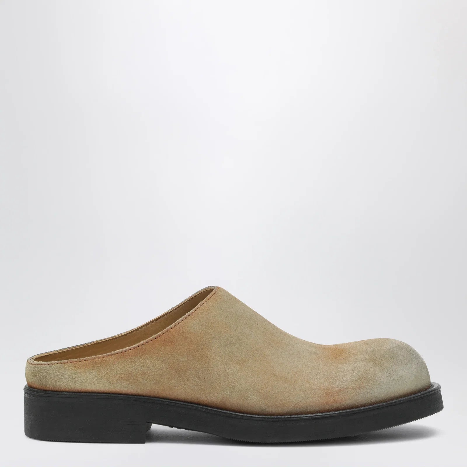 MM6 Maison Margiela Biker Mules in Beige Washed Suede