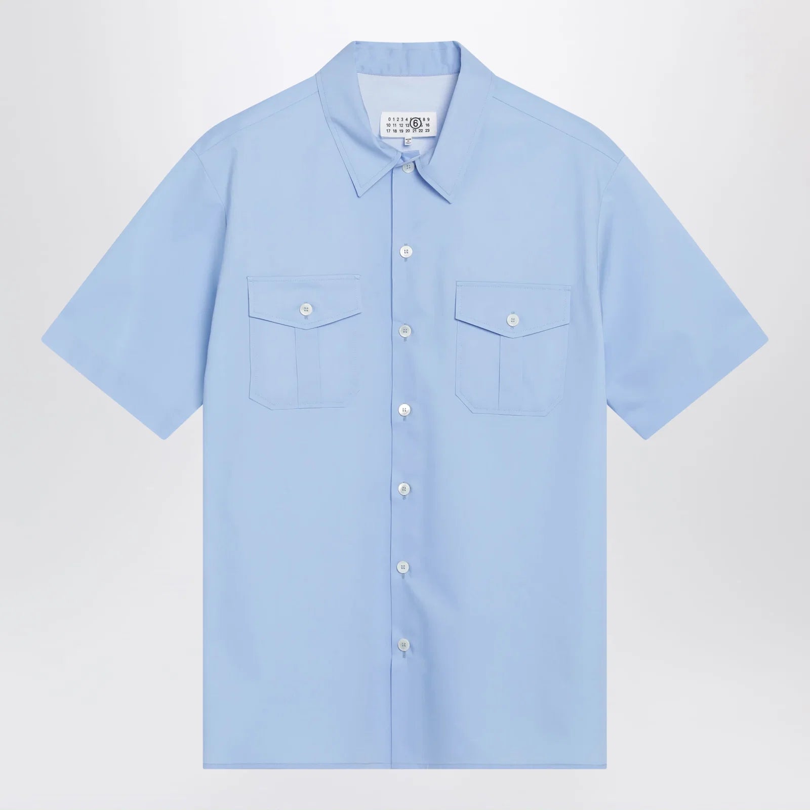 MM6 Maison Margiela Short-sleeve poplin shirt with reinforcements, light blue