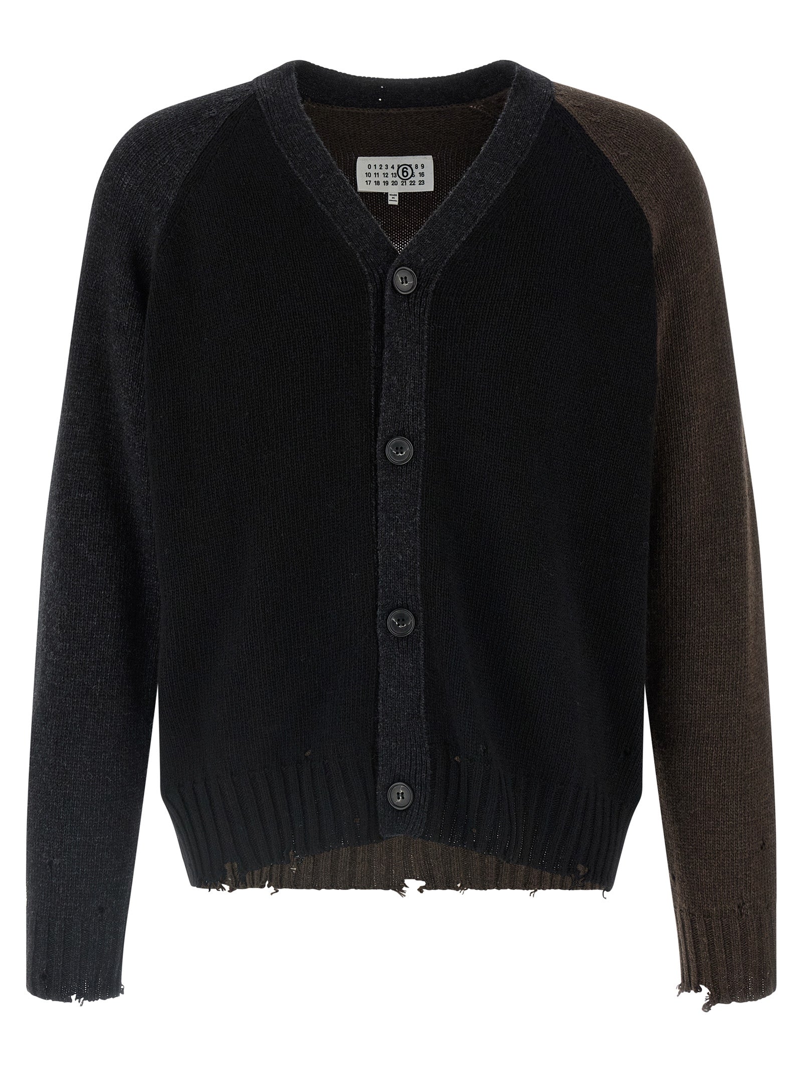Mm6 Maison Margiela Two-tone Suede Patch Cardigan
