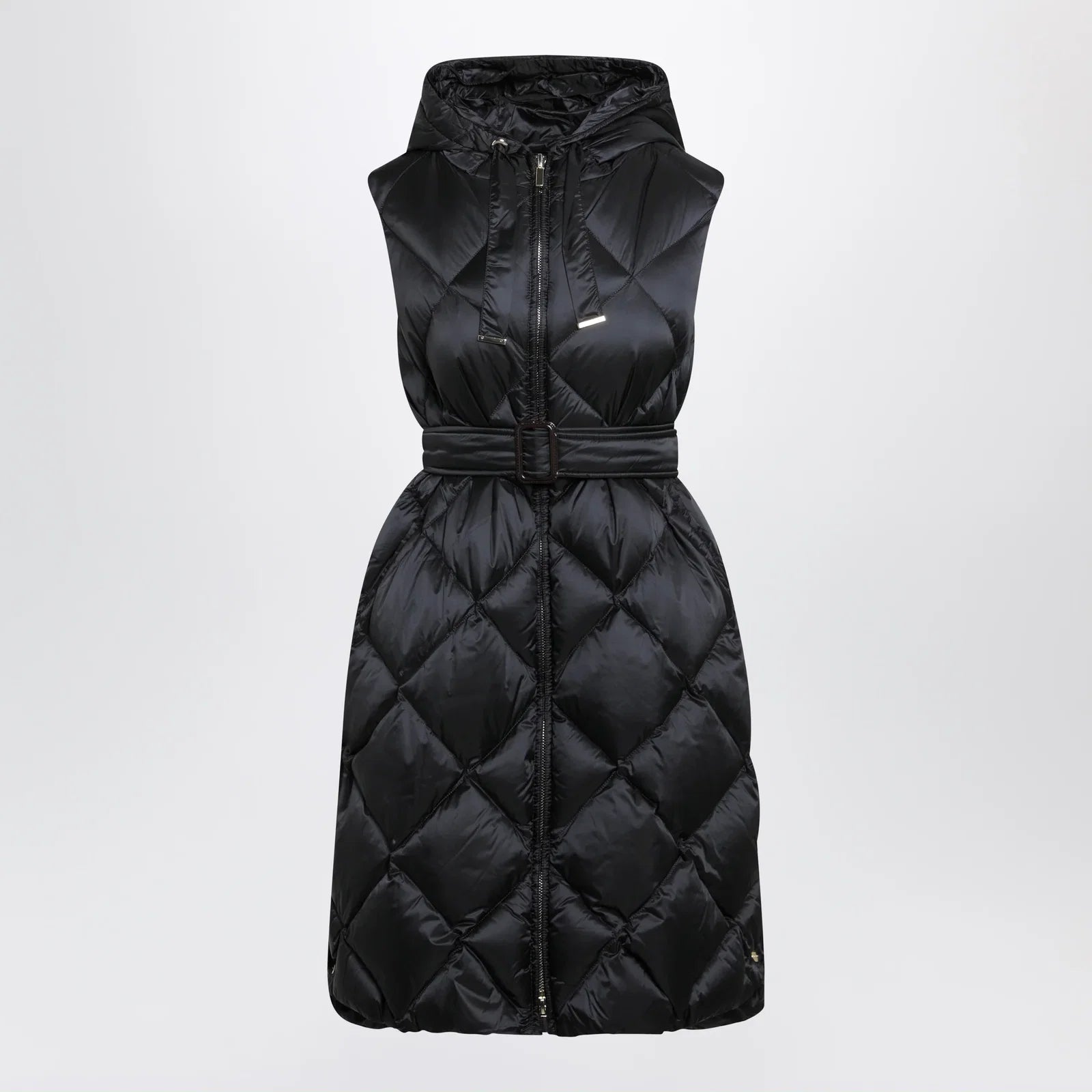 Max Mara The Cube Black belted sleeveless down jacket