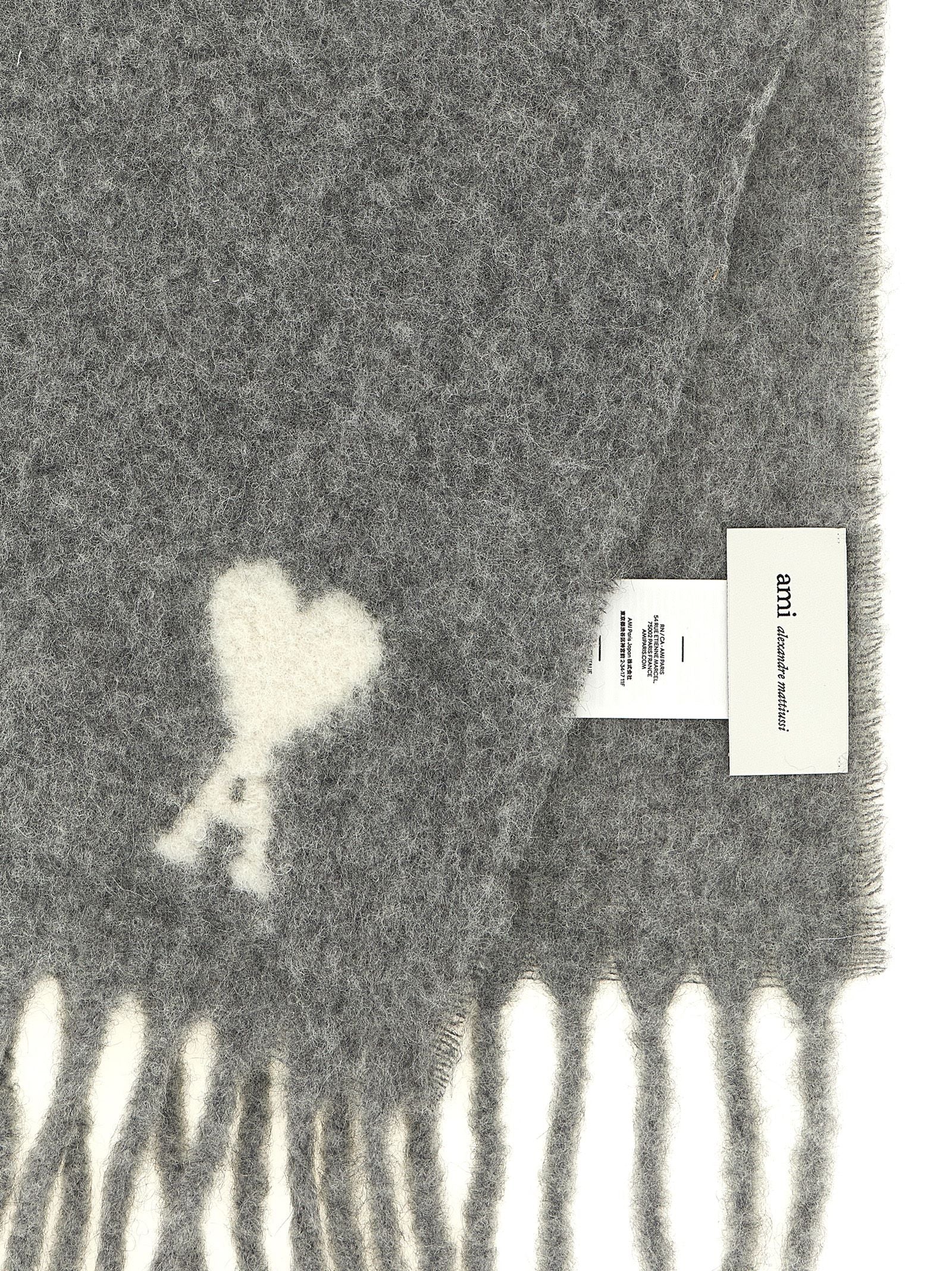 Ami Paris Adc Logo Scarf And Fringes