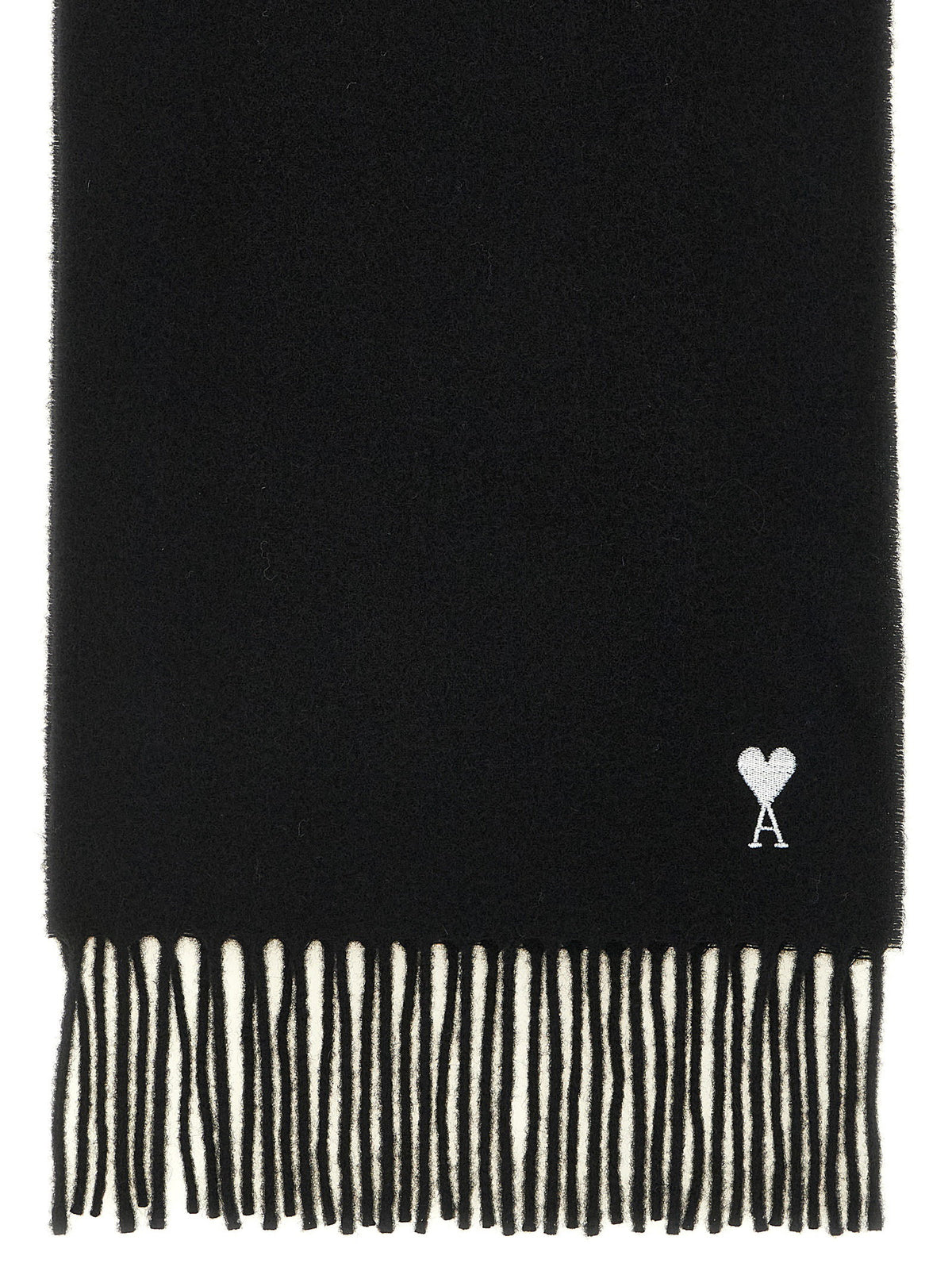 Ami Paris Quota Scarf With Adc Embroidery And Fringes