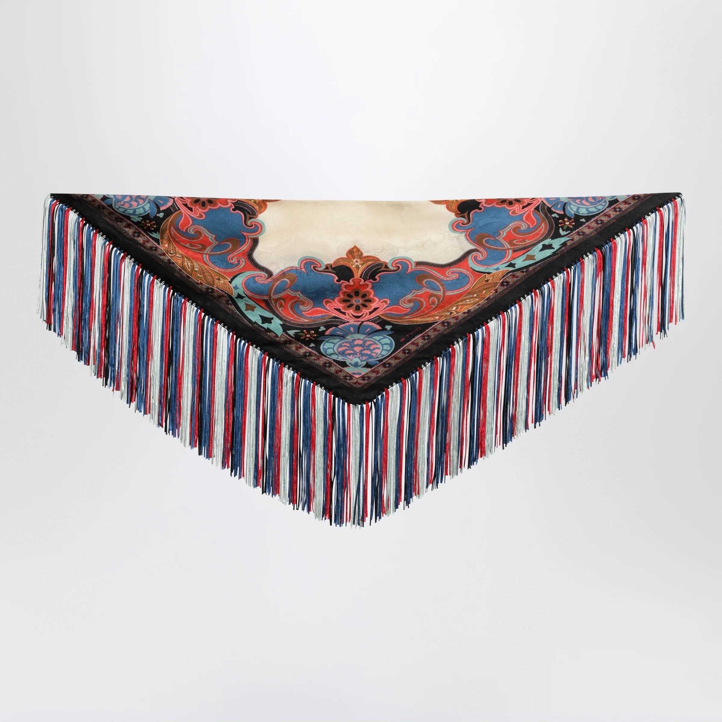 ETRO Silk jacquard scarf with fringes