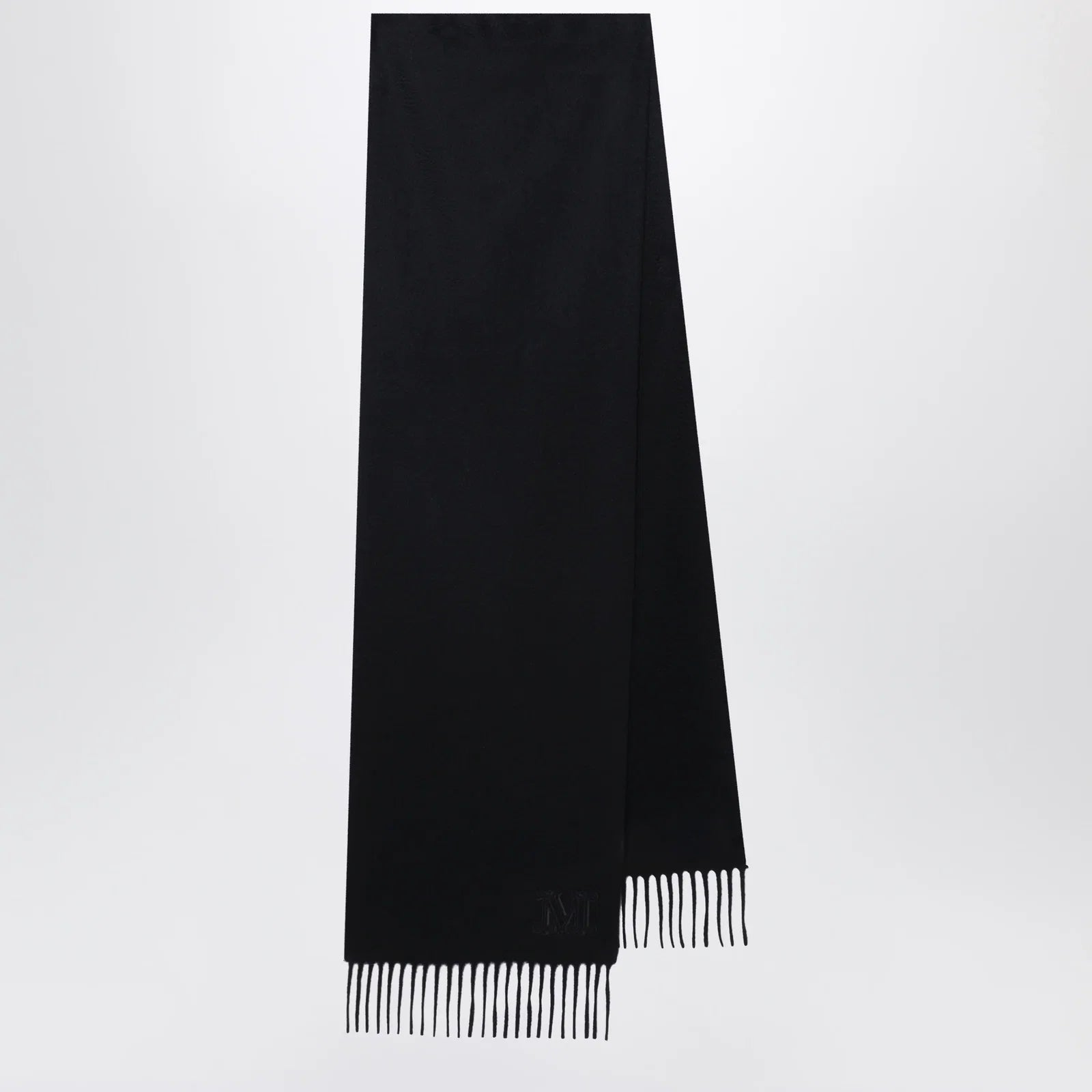 Max Mara Cashmere stole with Monogram embroidery in black