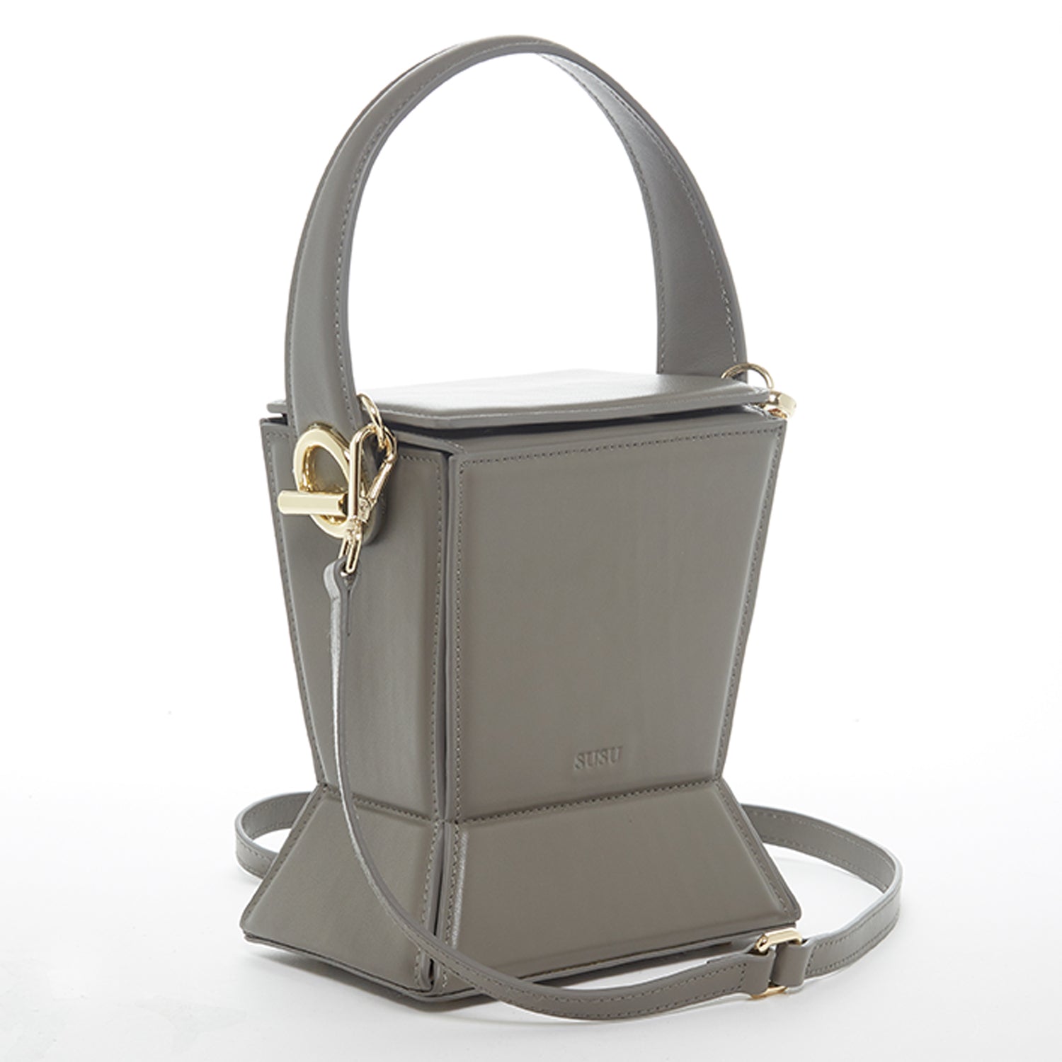 Amber Leather Bucket Bag Gray Masterful Modern