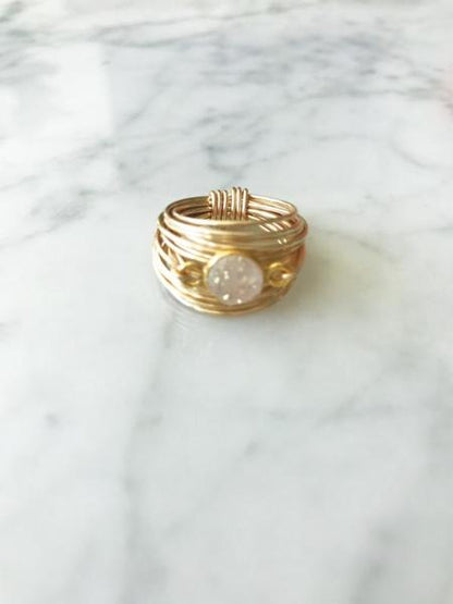 Torrey Ring with White Druzy