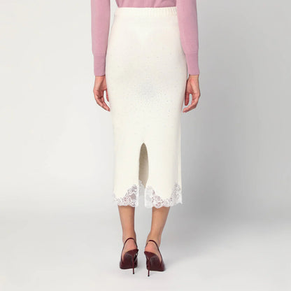 Giuseppe di Morabito Gonna white tube with lace and rhinestones