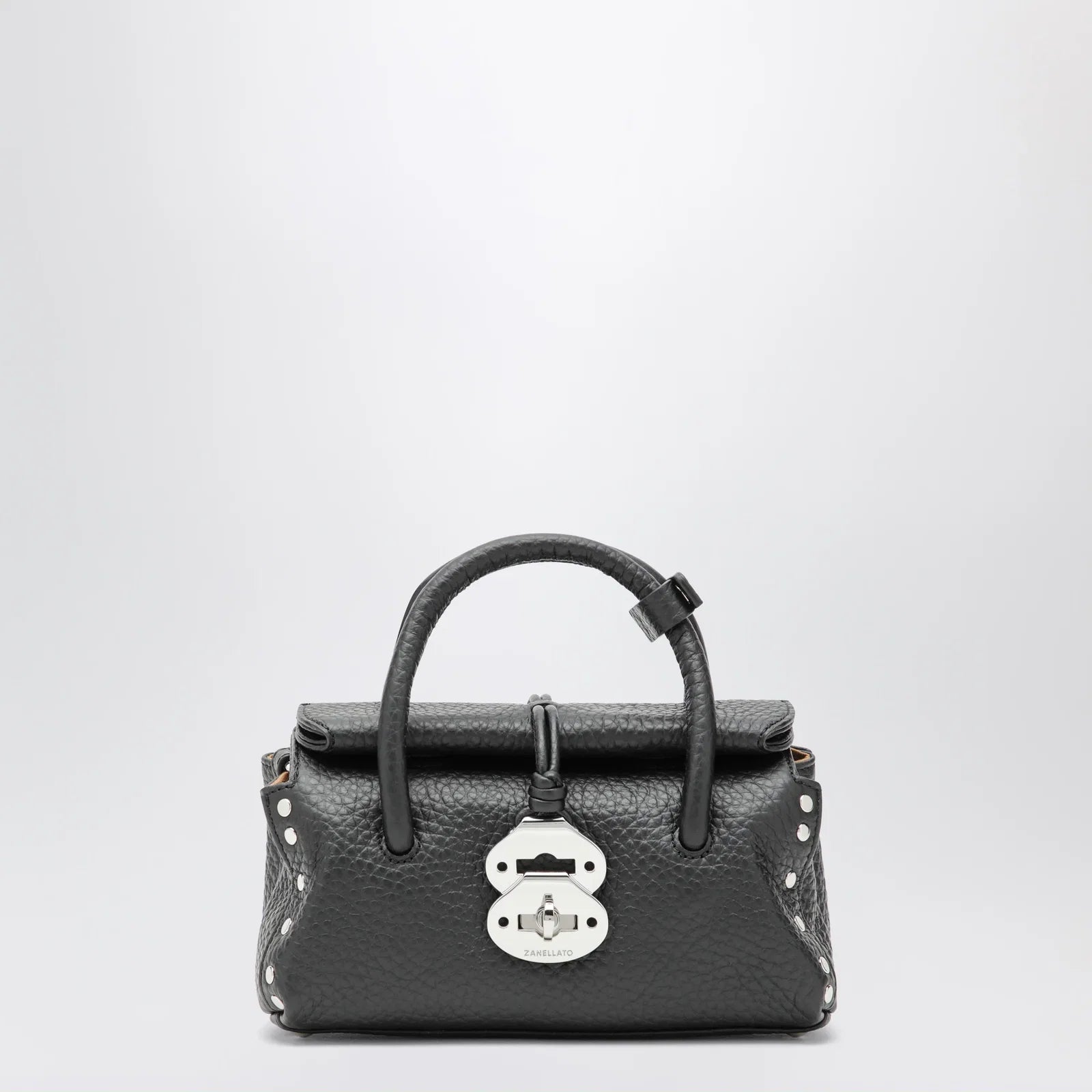 Zanellato Dotta Baby black grained leather bag