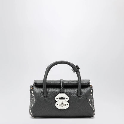 Zanellato Dotta Baby black grained leather bag