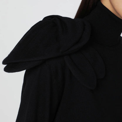 Moschino Black turtleneck sweater with flower detail