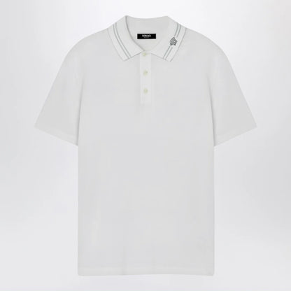 Versace White polo shirt with Medusa embroidery
