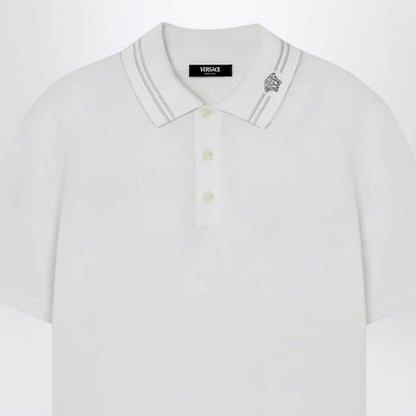 Versace White polo shirt with Medusa embroidery