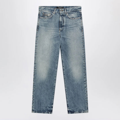 Versace Blue washed-effect jeans with small studs