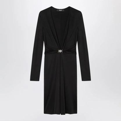Versace Black viscose jersey midi dress