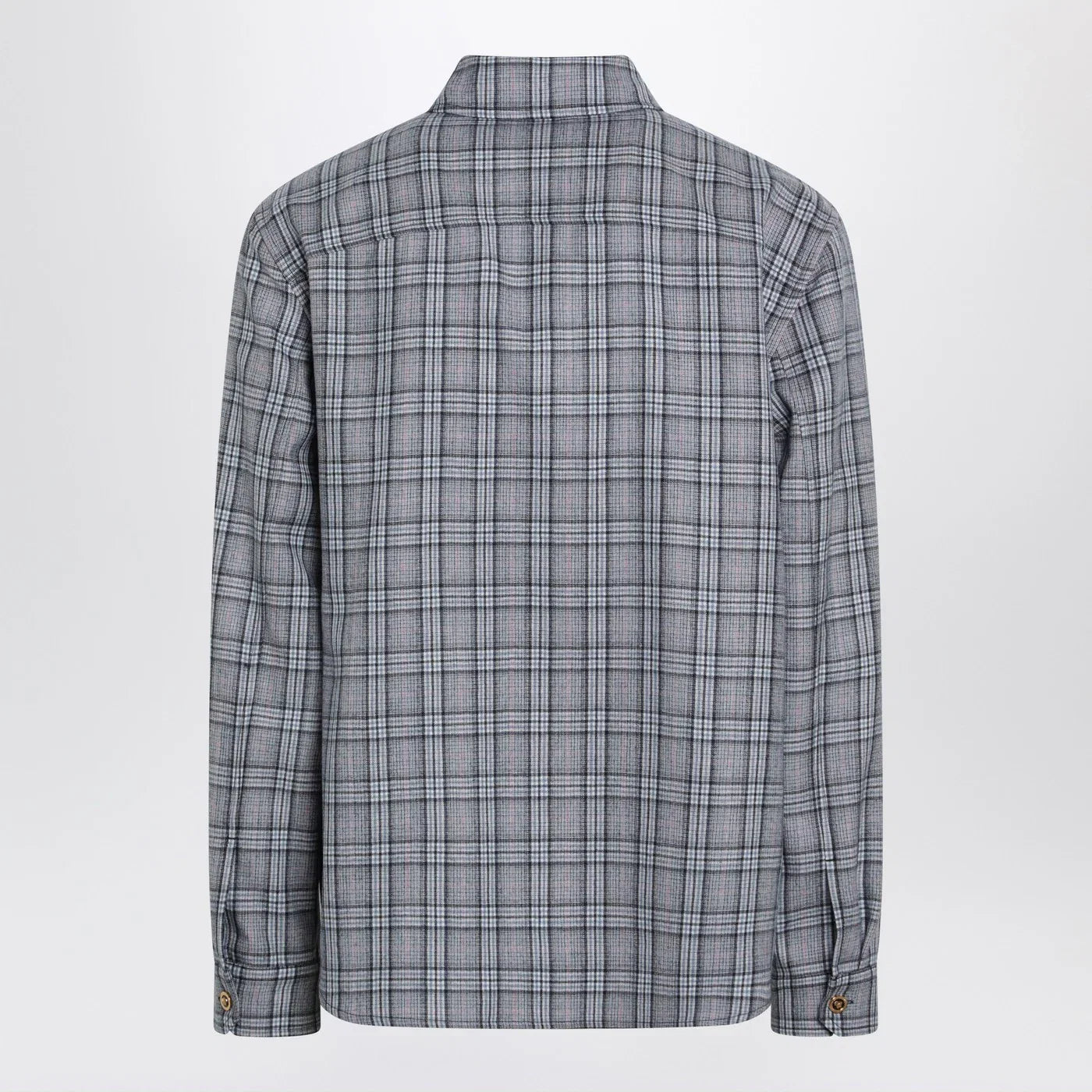 Versace Light blue zip-up checked shirt