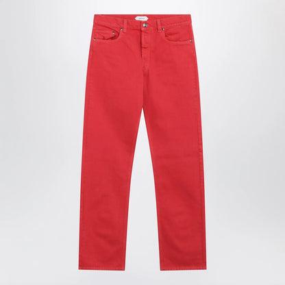 Versace Straight-leg cotton denim jeans in red