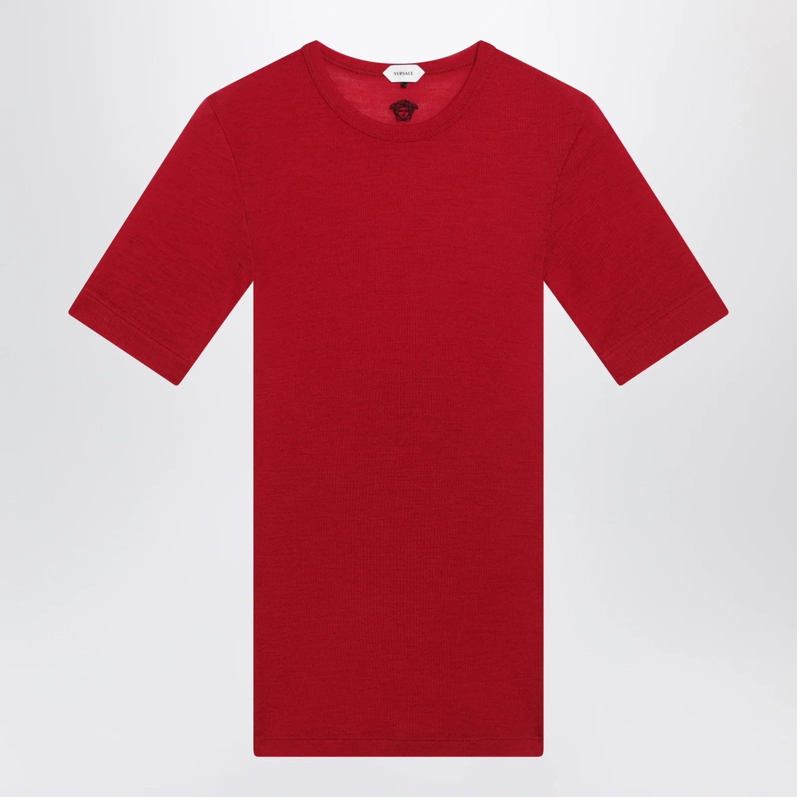 Versace Red wool T-shirt with embroidered logo