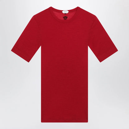 Versace Red wool T-shirt with embroidered logo