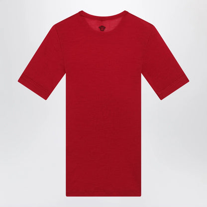 Versace Red wool T-shirt with embroidered logo