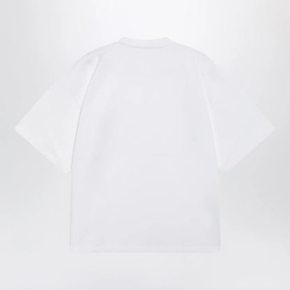Versace White cotton jersey T-shirt with Medusa embroidery