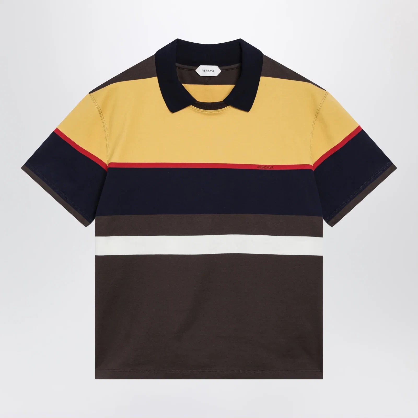 Versace Color-block striped cotton polo T-shirt