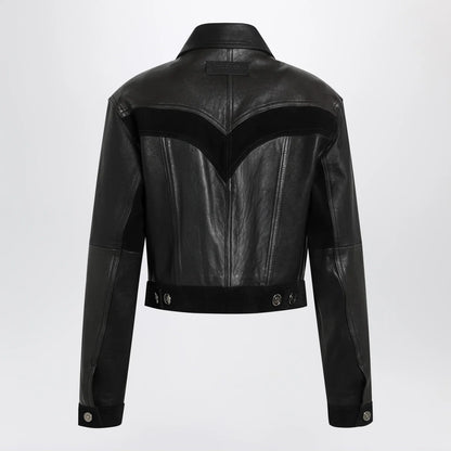 Versace Slim black leather blouson