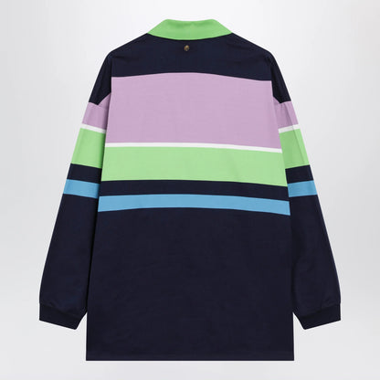 Versace Color-block striped long-sleeve cotton mini dress