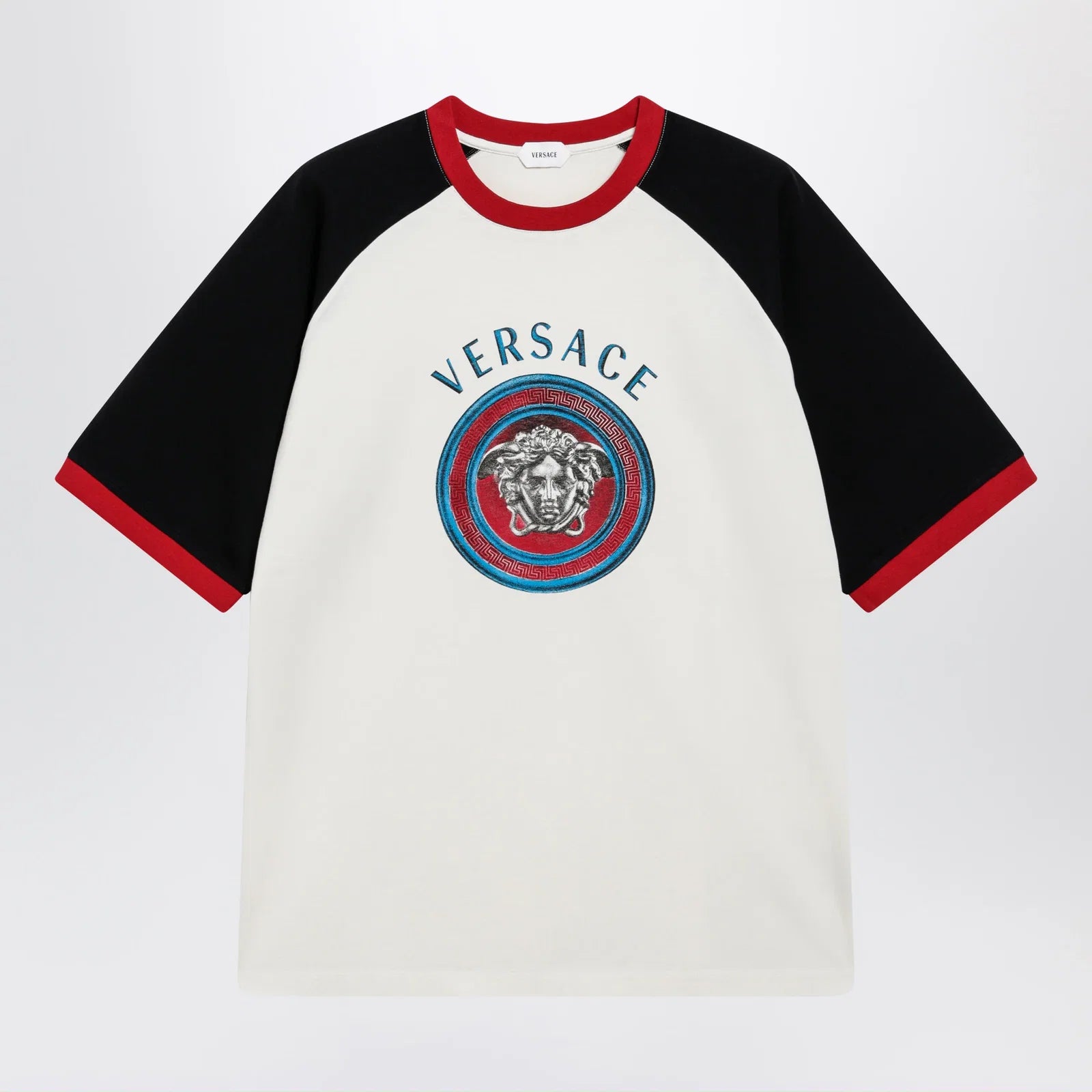 Versace White/black cotton T-shirt with Medusa print