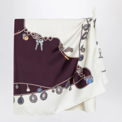 Versace Stolen Jewels printed silk twill mini skirt in burgundy