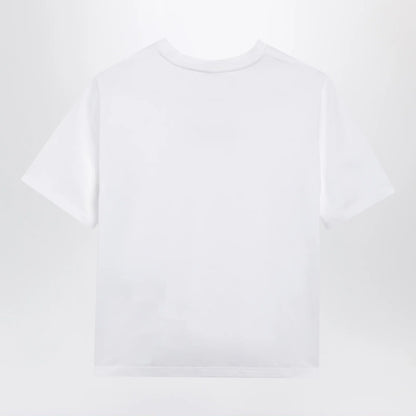 Versace Slim cotton jersey T-shirt with embroidered logo, white