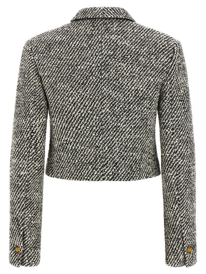 Versace Bouclé Wool Blend Blouson Jacket