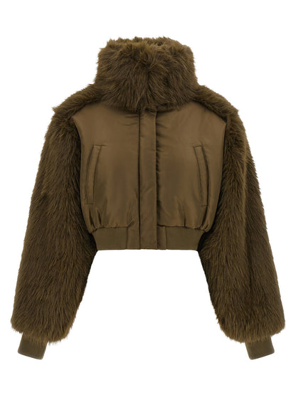 Pinko Bomber Jacket With Fur Inserts