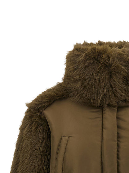Pinko Bomber Jacket With Fur Inserts