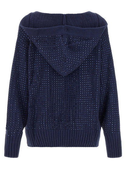 Pinko Seicento Cardigan With Rhinestones And Hood