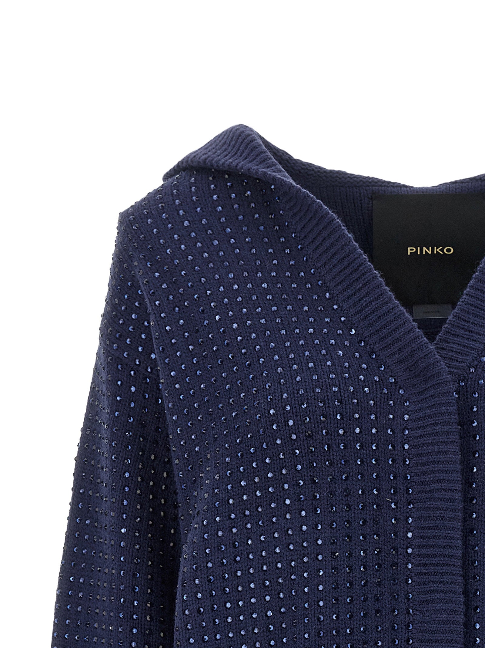 Pinko Seicento Cardigan With Rhinestones And Hood