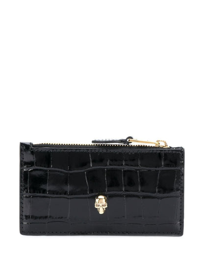 Alexander McQueen Skull zipped leather card case