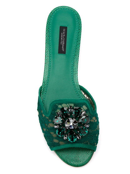 Dolce & Gabbana Slippers in lace with crystals