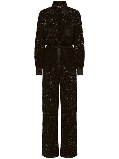 Dolce & Gabbana lace-trim long-sleeve jumpsuit